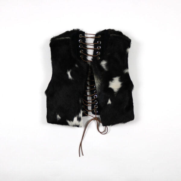 Goat Skin Cropped Lace-back Waistcoat - Image 4