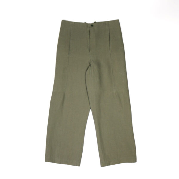 Khaki Linen Tailored Trouser - Image 4