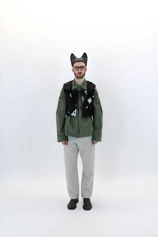 Goat Skin Cropped Lace-back Waistcoat