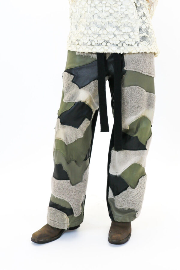 Patchwork Leather Drawstring Trouser