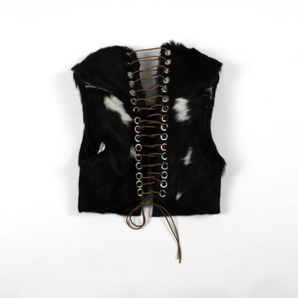Goat Skin Cropped Lace-back Waistcoat - Image 3