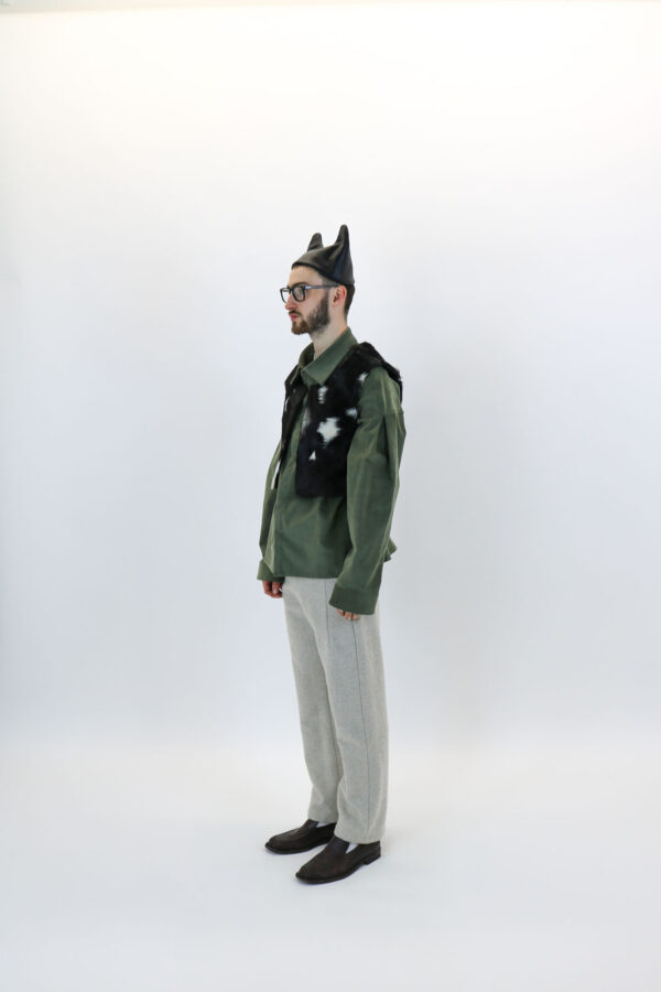 Goat Skin Cropped Lace-back Waistcoat - Image 2