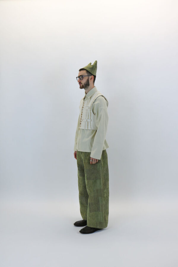 Khaki Upholstery Drawstring Trouser - Image 4