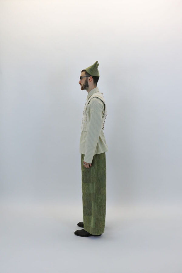 Khaki Upholstery Drawstring Trouser - Image 3