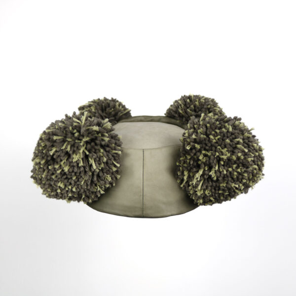 Khaki Leather Pom-Pom Gamerka - Image 5
