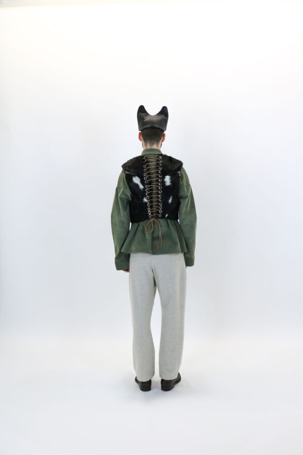 Goat Skin Cropped Lace-back Waistcoat - Image 7