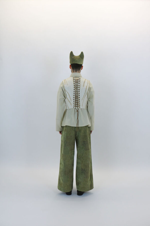 Khaki Upholstery Drawstring Trouser - Image 2