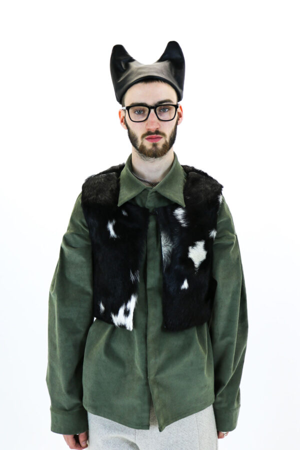 Goat Skin Cropped Lace-back Waistcoat - Image 6