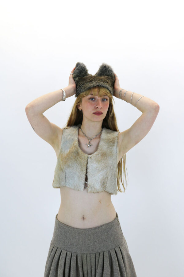 Goat Skin Cropped Waistcoat - Image 2