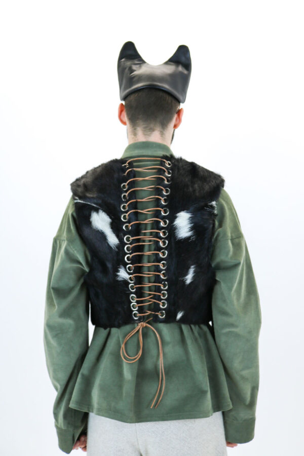 Goat Skin Cropped Lace-back Waistcoat - Image 5