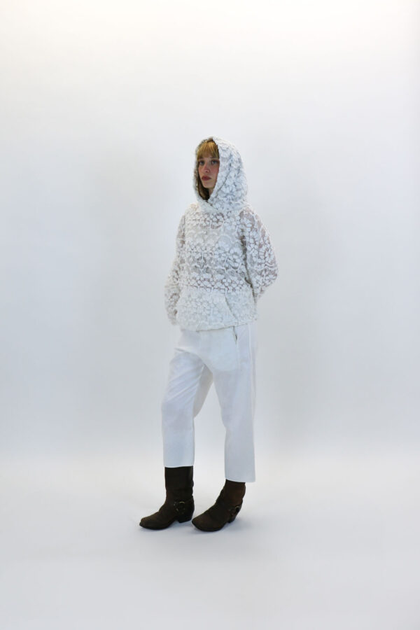 Lace Hoodie With Wool Appliqué - Image 11