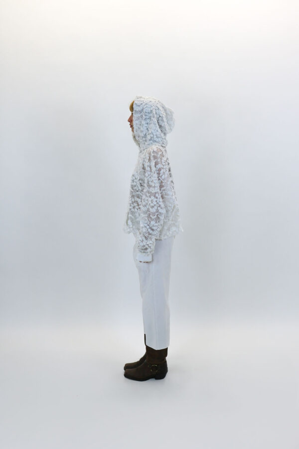 Lace Hoodie With Wool Appliqué - Image 10