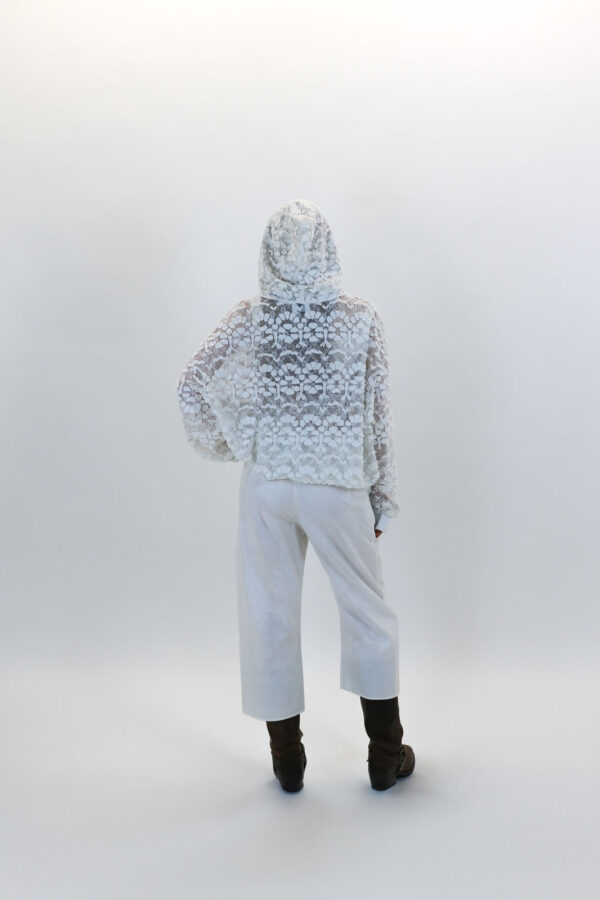 Lace Hoodie With Wool Appliqué - Image 9