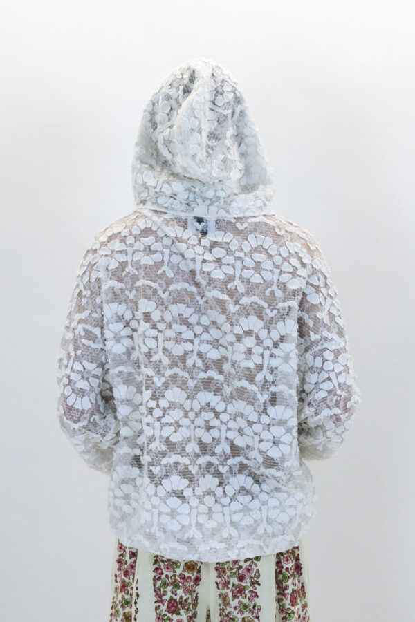 Lace Hoodie With Wool Appliqué - Image 7