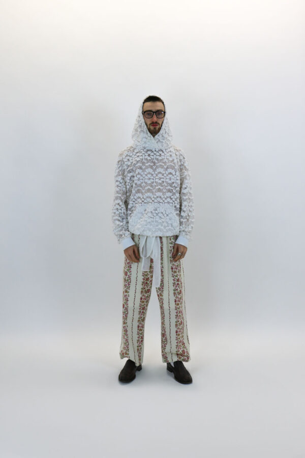 Lace Hoodie With Wool Appliqué - Image 6