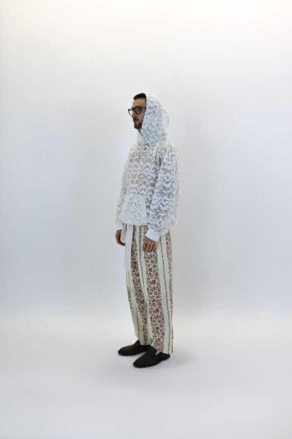 Lace Hoodie With Wool Appliqué - Image 5