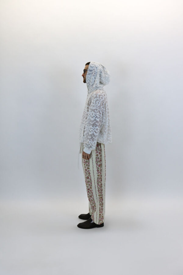 Lace Hoodie With Wool Appliqué - Image 4