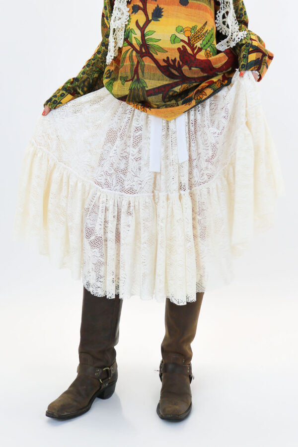 Gathered 2-tier Lace Skirt - Image 8