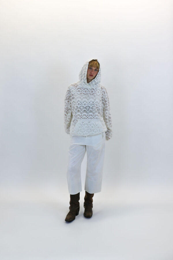 Lace Hoodie With Wool Appliqué - Image 12